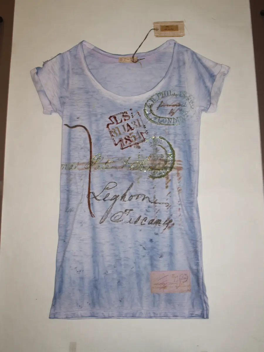 Stampa su capo: T-shirt vintage stampa postale Leghorn