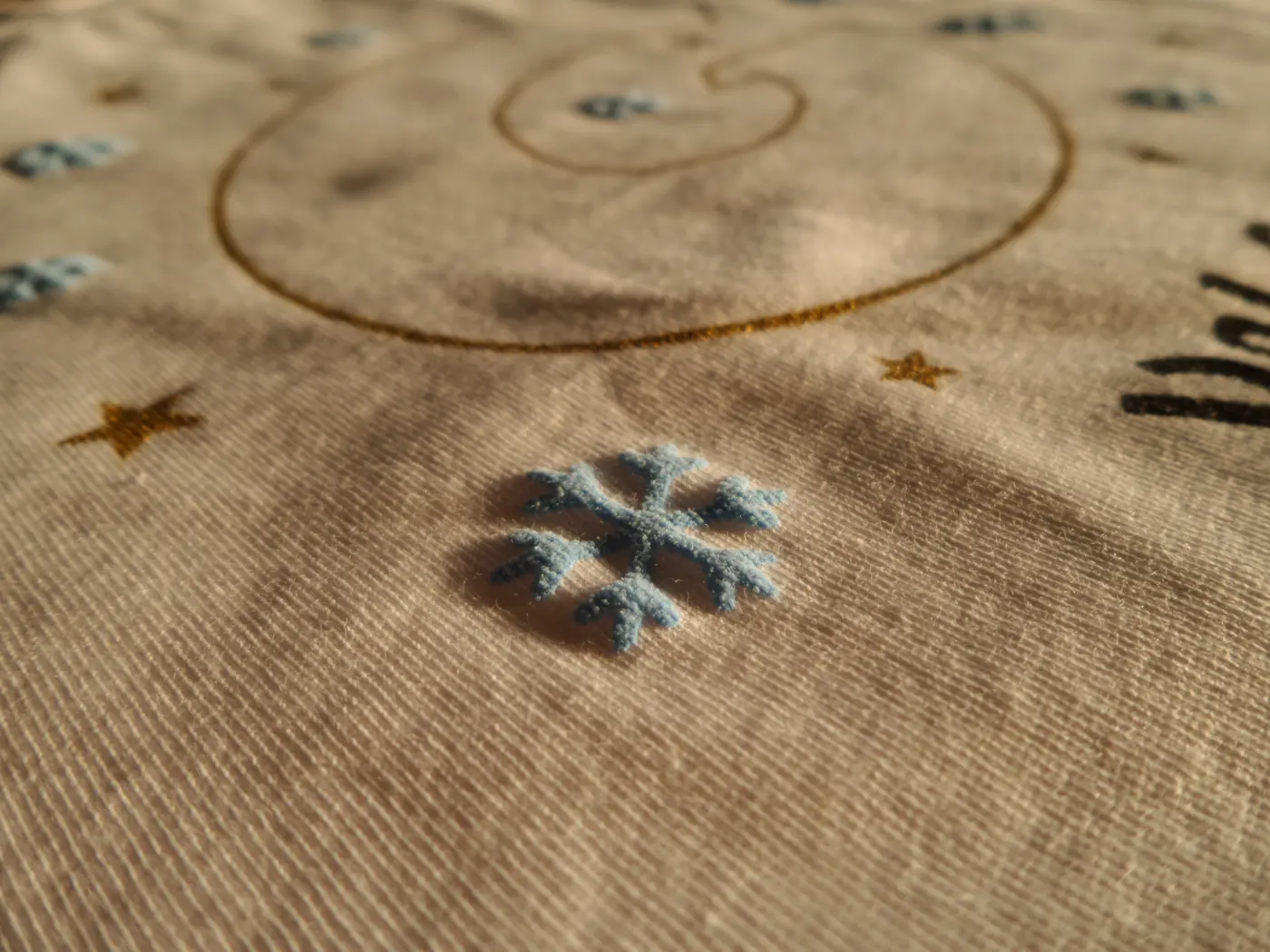 Serigrafia: Fiocco in rilievo e stelle su beige