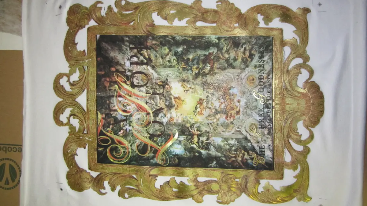 Stampa DTF: Stampa affresco con cornice barocca oro