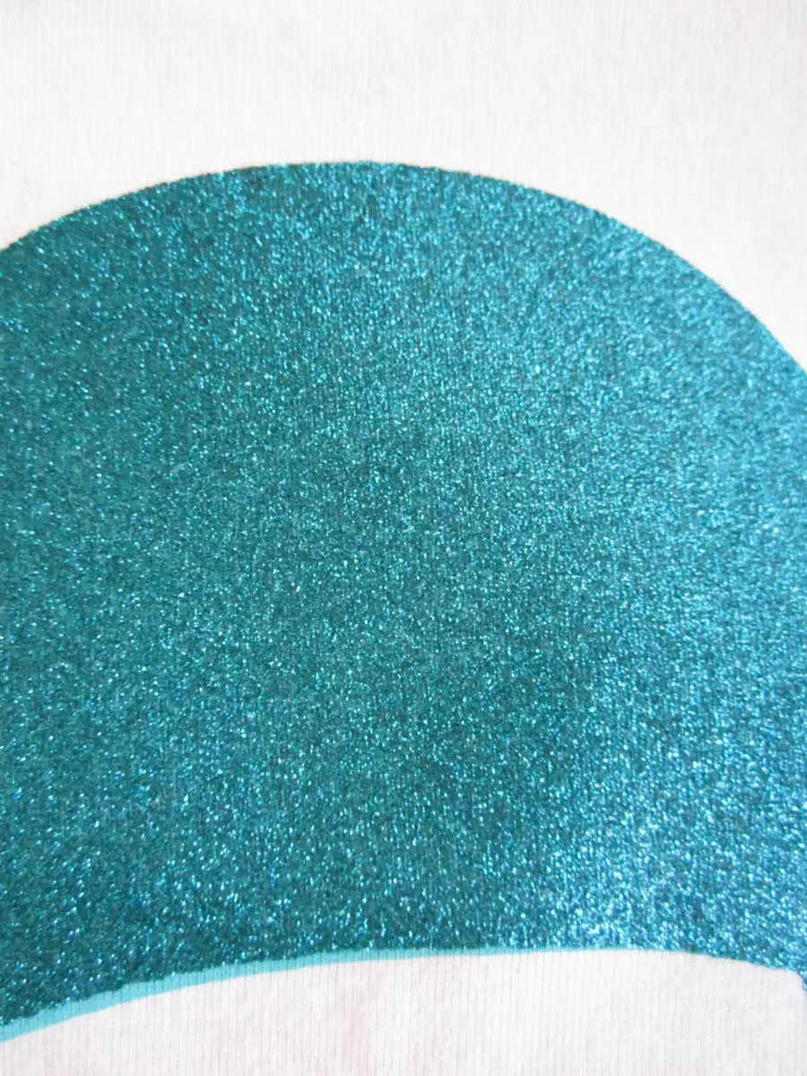 Serigrafia: Dettaglio stampa glitter turchese
