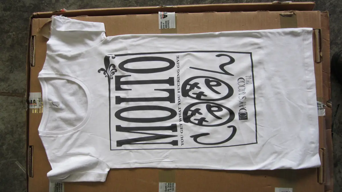 Serigrafia: T-shirt bianca stampa Molto Cool