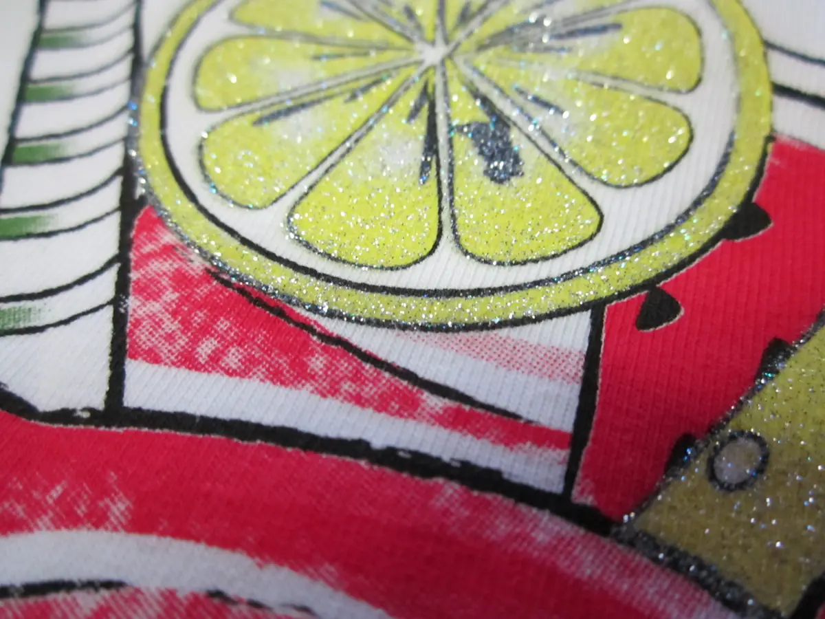 Serigrafia: Macro stampa limone con glitter