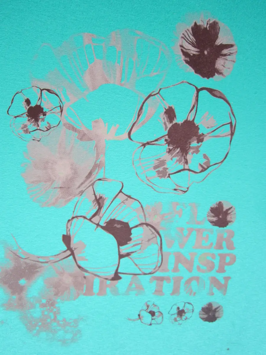 Serigrafia: Flower inspiration su maglia turchese